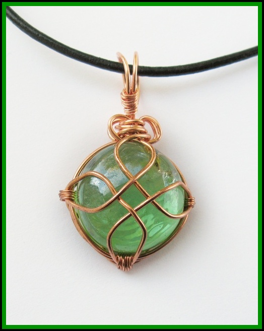 wire wrapped glass cabochon 'Earth"