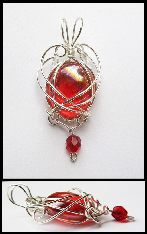 wire wrapped glass cabochon 'Elven'