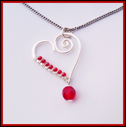 Wire wrapped heart pendant