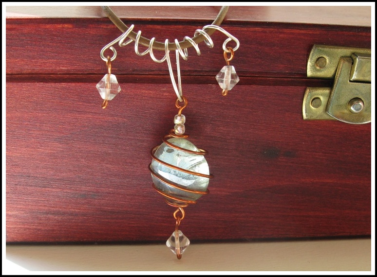 wire wrapped glass cabochon 'Air'