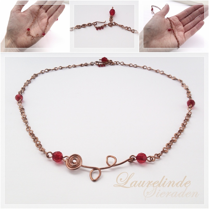 handgemaakte ketting met simpel roosdesign