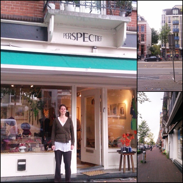 De leuke etalage met mijzelf. :) Uitzicht op het Vondelpark, de Overtoom.