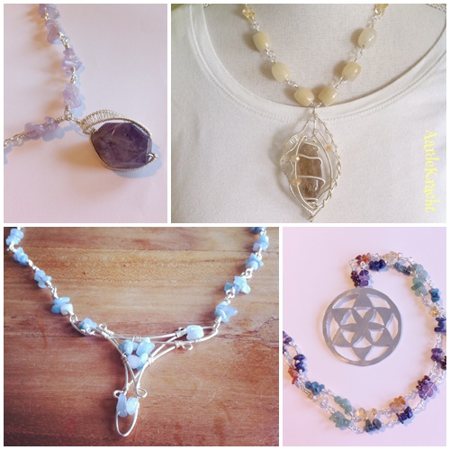 wire sieraden en Bloem des Levens met gewrapte ketting van Aardekracht