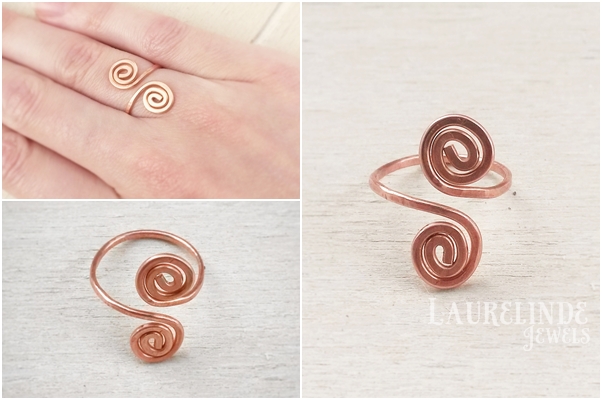verstelbare spiraalring van koperdraad