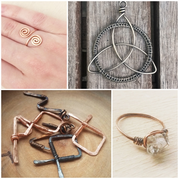 keltische sieraden en ringen gemaakt van zilverdraad en koperdraad