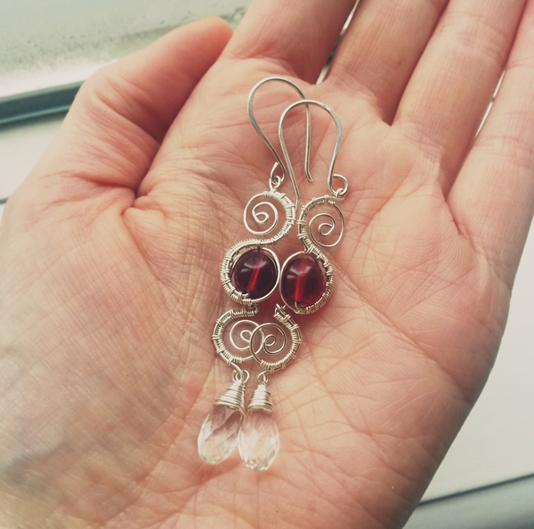 zilveren wirewrap filigraan oorbellen